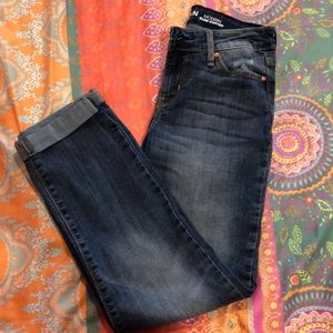 Cropped mom jeans. Worn once but loose fit!